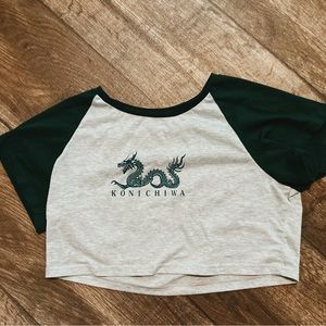 Shein Dark Green Dragon Top